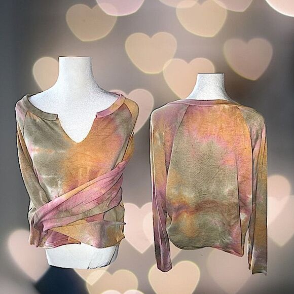 Forever 21 l Tie-dye l Pink Green Orange l Long sleeve l Cropped & Raw l L l EUC - Picture 7 of 7